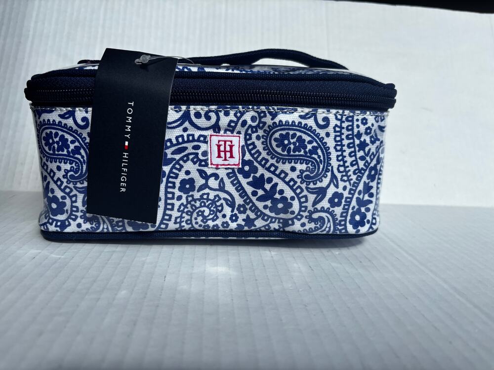 NWT Tommy Hilfiger Blue Paisley Case Women's Cosmetic Bag Travel Makeup Case